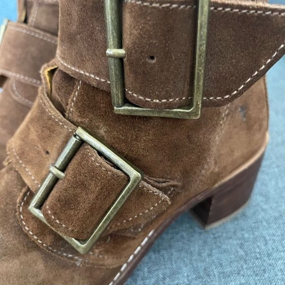 FRYE Sabrina brown suede double buckle boots - Picture 13 of 15